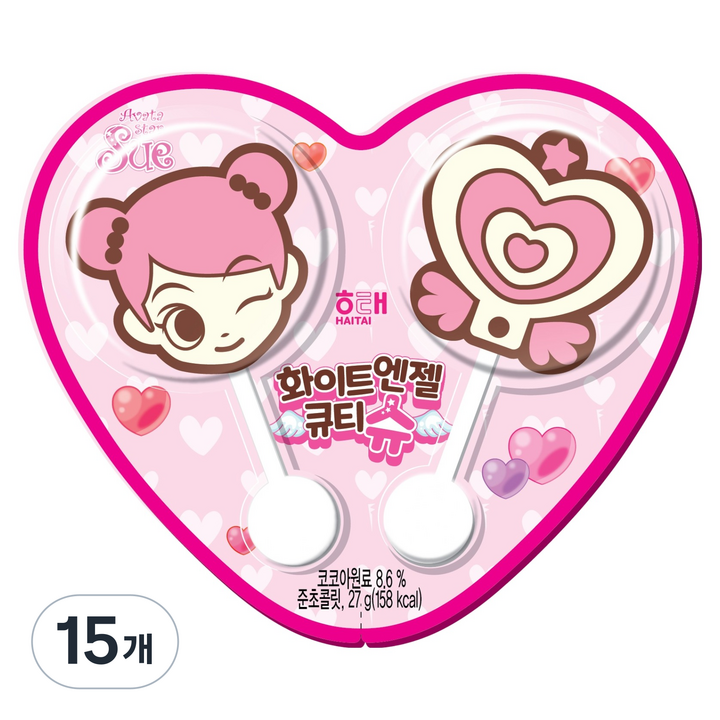 해태제과 화이트엔젤 큐티 슈 초콜릿, 27g, 15개