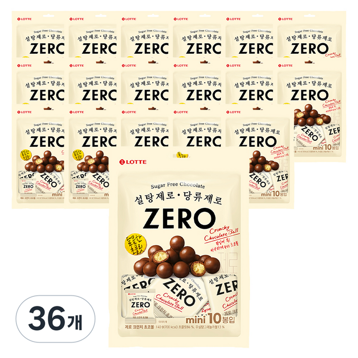 롯데제로 크런치 초코볼 10p, 140g, 36개