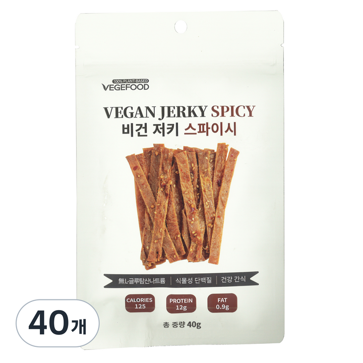 베지푸드 비건 저키 스파이시 육포, 40g, 40개