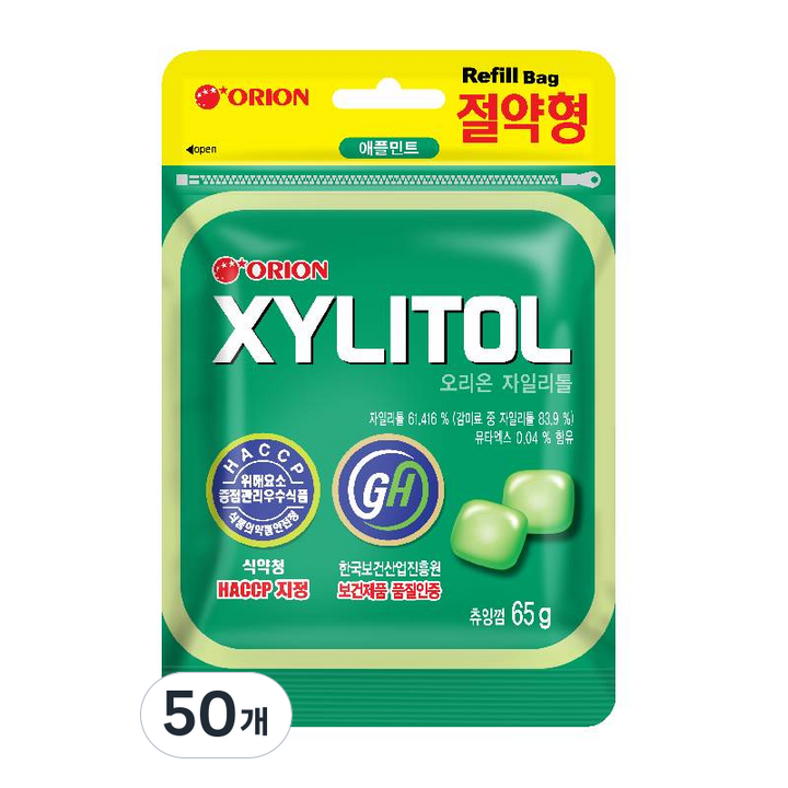 오리온 자일리톨 리필, 65g, 50개