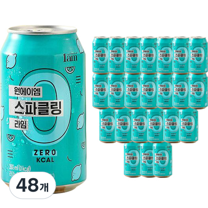 원에이엠 스파클링 캔 라임 탄산음료, 355ml, 48개