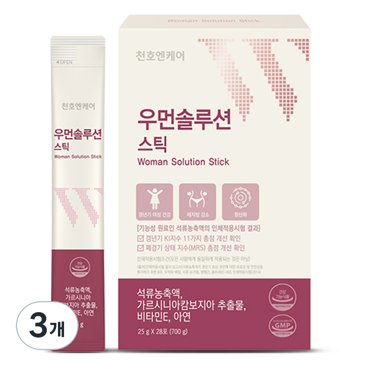 우먼솔루션 천호엔케어 갱년기 스틱 젤리 영양제 28p, 25g, 3개