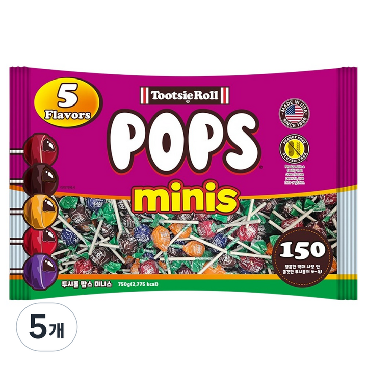 투시팝 팝스 미니스 캔디, 750g, 5개