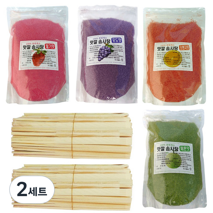 맛깔 슈가 솜사탕 설탕 1kg x 4종 나무스틱 400p 세트, 2세트, 4kg