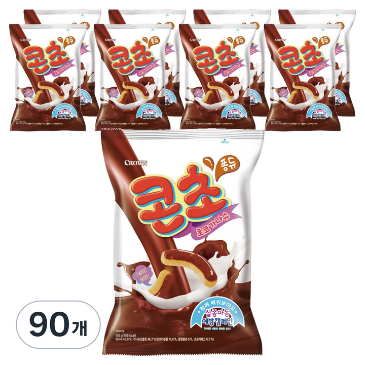 크라운 콘초 스낵, 135g, 90개