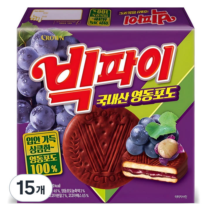 빅파이 영동포도 과자, 324g, 15개