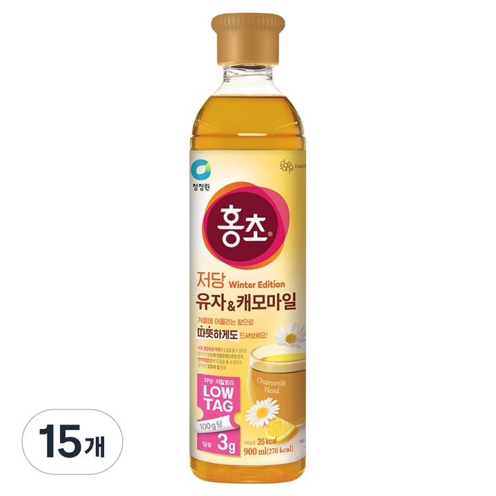 홍초 저당 유자 앤 캐모마일, 900ml, 15개