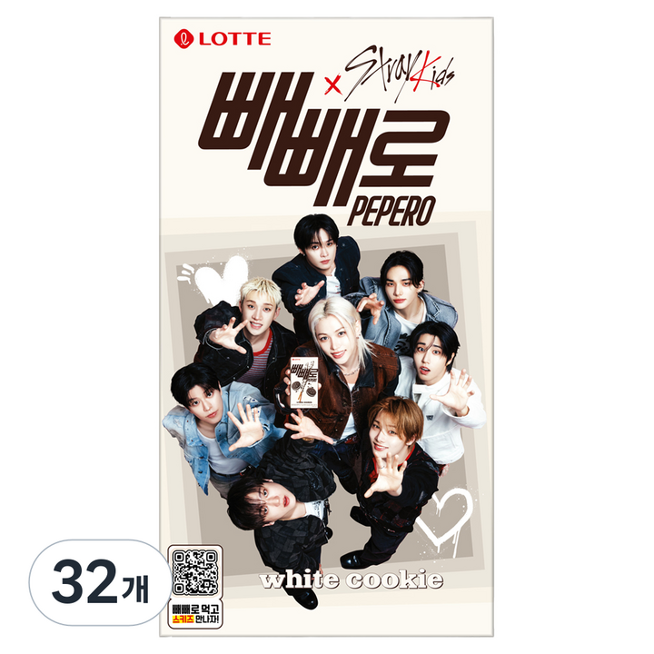 빼빼로 화이트쿠키 스키즈, 37g, 32개