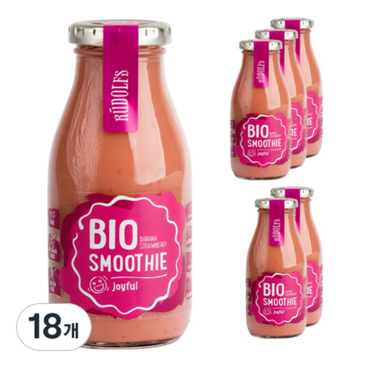RUDOLFS 유기농 스무디 조이플 바나나 딸기, 260ml, 18개