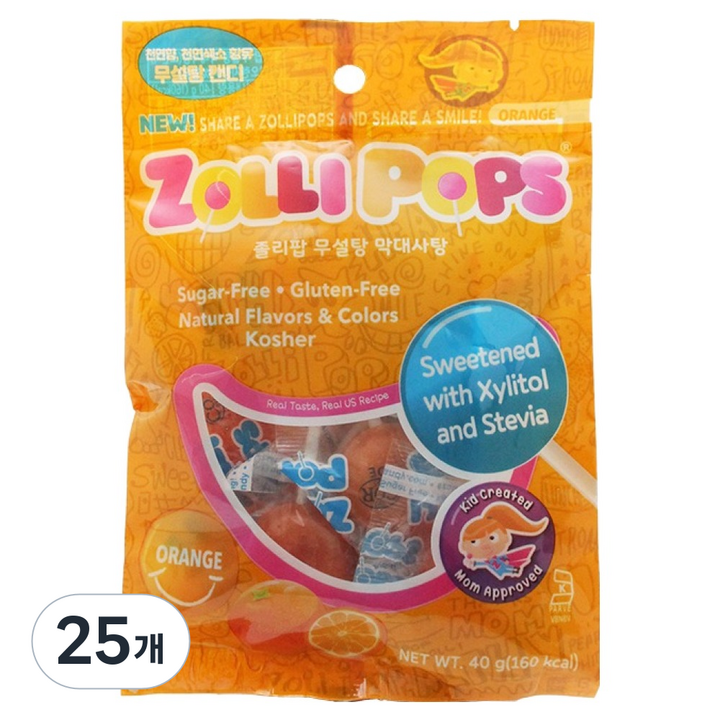 졸리팝 막대사탕 오렌지맛, 40g, 25개