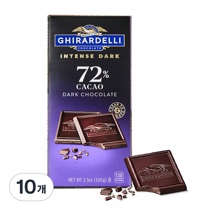 기라델리 인텐스다크 카카오 72%, 100g, 10개