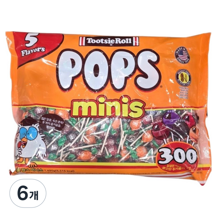 투시롤 팝스 미니스 막대사탕, 1.49kg, 6개