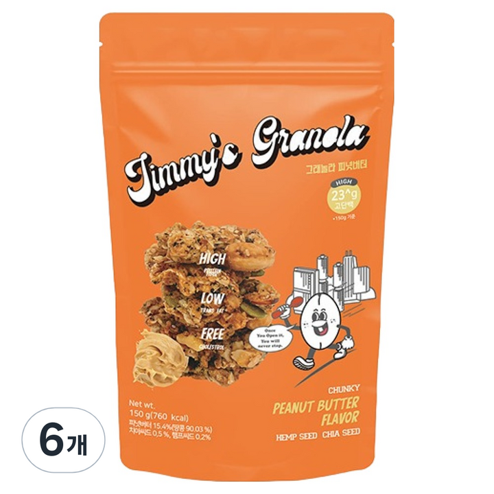 지미스그래놀라 피넛버터, 150g, 6개