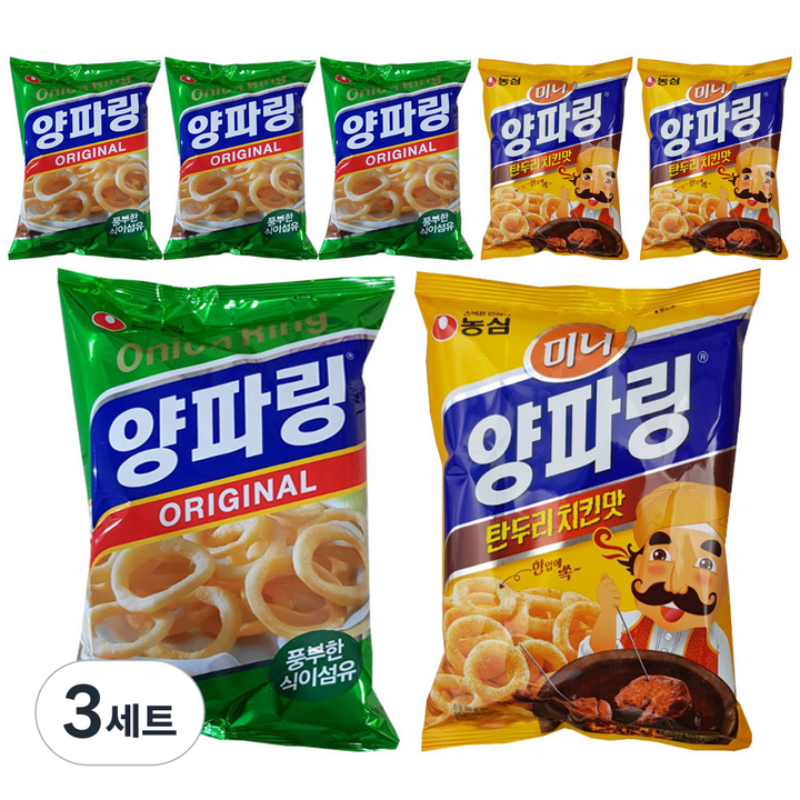 농심 양파링 84g x 4p + 미니 양파링 탄두리치킨맛 80g x 3p, 3세트