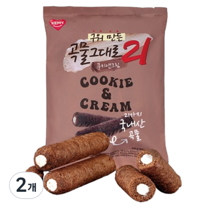 곡물그대로21 개미 크리스피롤 쿠키앤크림, 150g, 2개