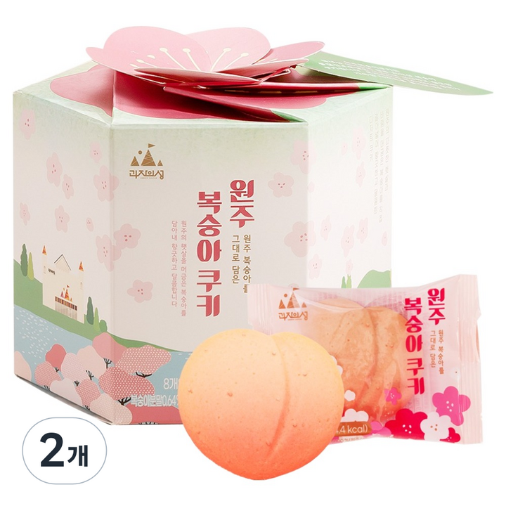 과자의성 원주 복숭아 쿠키 8p, 144g, 2개