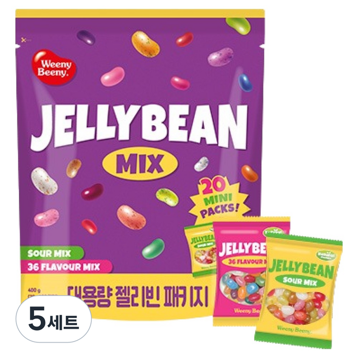 위니비니 대용량 젤리빈 36 플레이버 20g x 10p + 사우어 믹스 20g x 10p 세트, 5세트