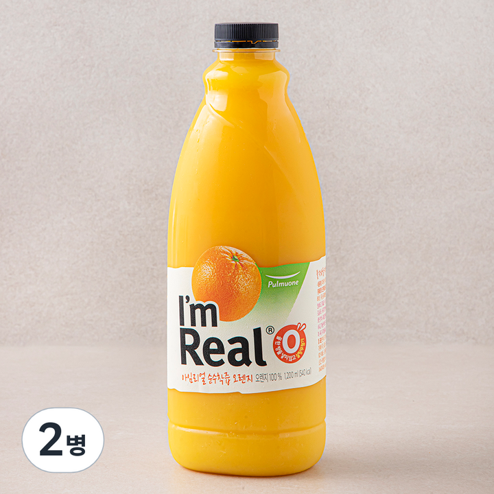 풀무원 아임리얼 순수착즙 오렌지주스, 1.2L, 2개