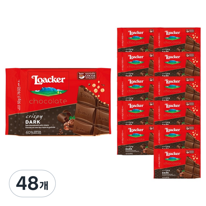 로아커 초콜릿 크리스피 다크, 48개, 50g