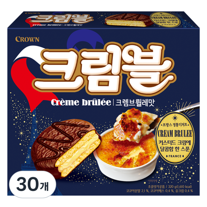 크라운 크렘브뢸레맛 초코 디저트, 320g, 30개