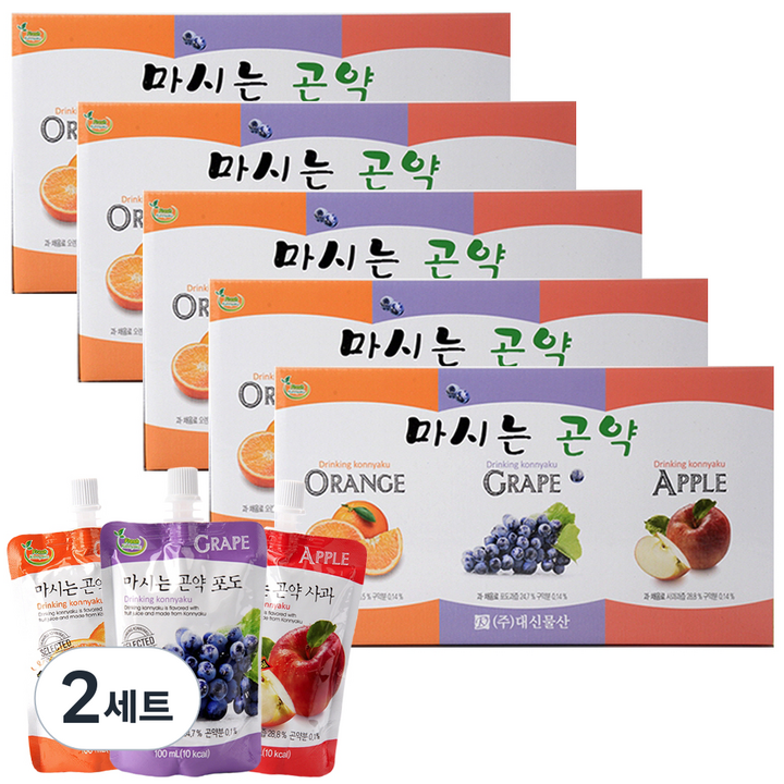 대신곤약 마시는 곤약 오렌지 100ml x 20p + 사과 100ml x 20p + 포도 100ml x 20p 세트, 2세트