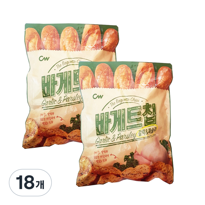 청우식품 바게트칩 갈릭&파슬리, 400g, 18개