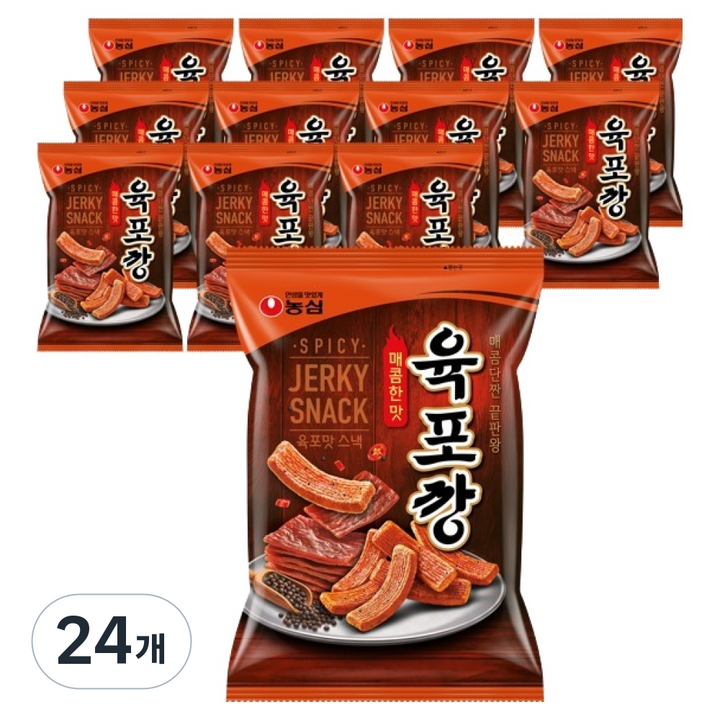 농심 육포깡 매콤한맛, 90g, 24개