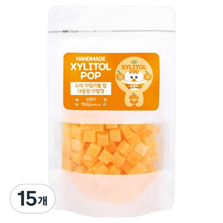자일리톨팝 파우치 오렌지, 150g, 15개