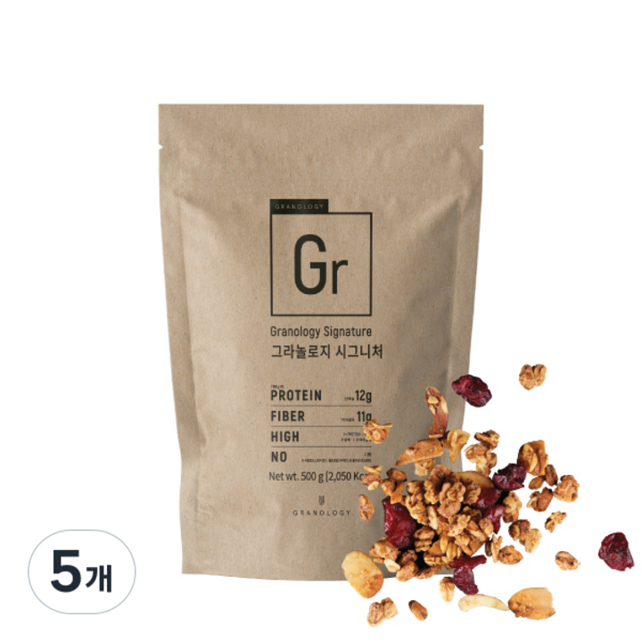 그라놀로지 시그니처 그래놀라 시리얼, 500g, 5개