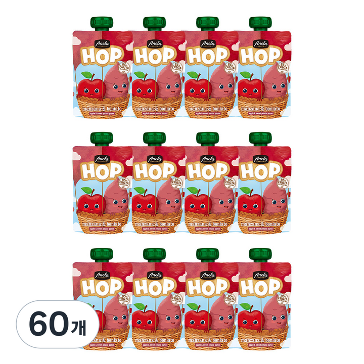 아넬라 생과일 짜먹는 외출용 아넬라 HOP, 100g, 60개, 혼합맛(사과/고구마)
