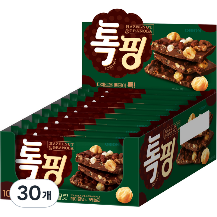 오리온 톡핑 초콜릿 헤이즐넛 & 그래놀라, 43g, 30개