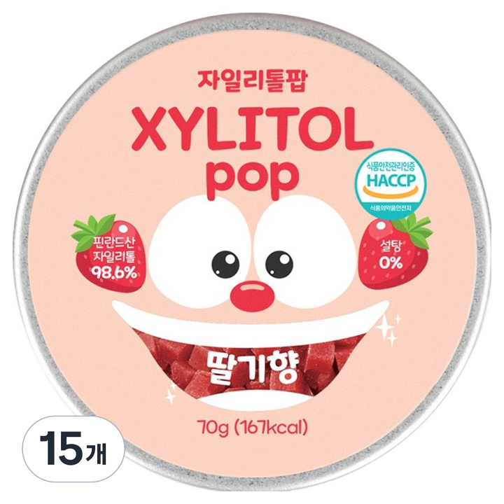 자일리톨팝 틴케이스 딸기, 70g, 15개