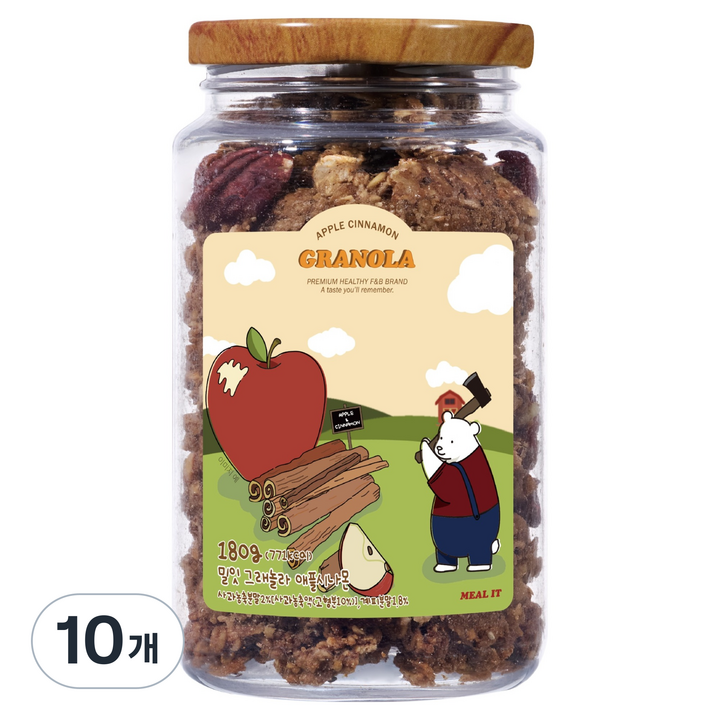 밀잇 청크형 그래놀라 애플시나몬맛, 180g, 10개