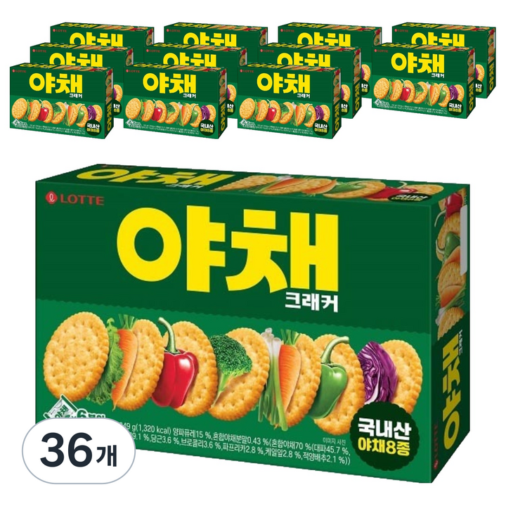 롯데웰푸드 야채 크래커 벌크, 249g, 36개