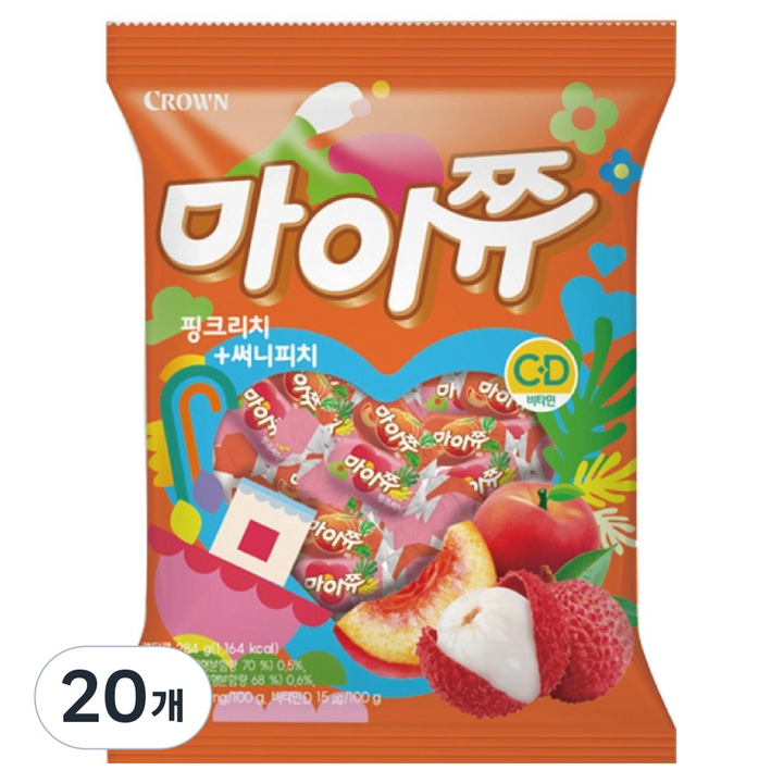 크라운 마이쮸 리치피치트위스트, 284g, 20개