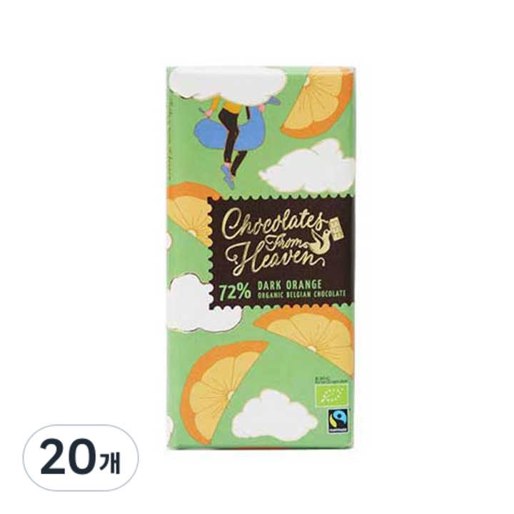 초콜릿프롬헤븐 유기농 오렌지 초콜릿 72, 100g, 20개