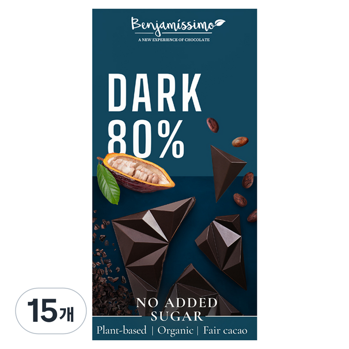 벤자미시모 유기농 다크 80% 초콜릿, 60g, 15개