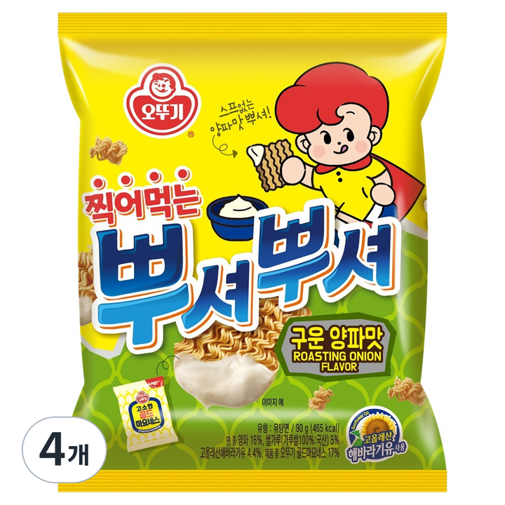 오뚜기 찍어먹는 뿌셔뿌셔 구운양파맛, 90g, 4개