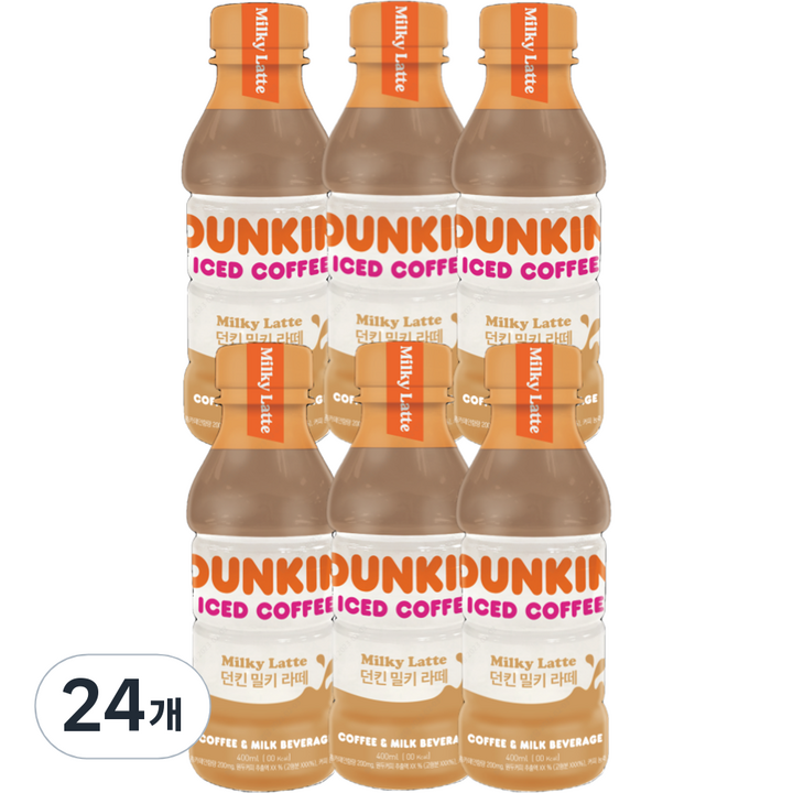 던킨도너츠 커피 밀키라떼, 400ml, 24개