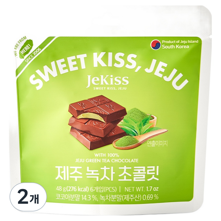 제키스 제주 녹차 초콜릿 6p, 48g, 2개