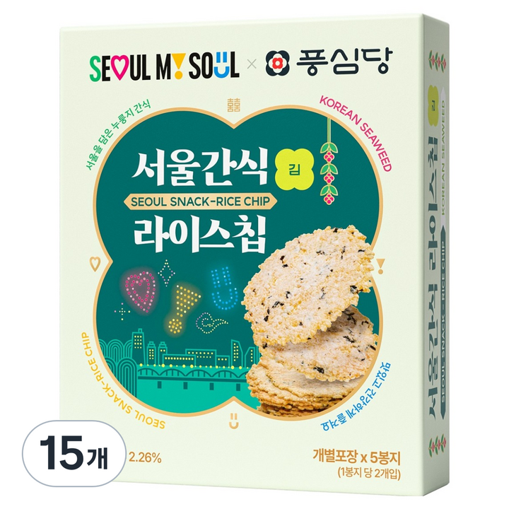 풍심당 서울간식 라이스칩 김 호롱칩, 15개, 50g