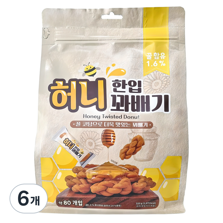 한입 허니 꽈배기, 520g, 6개