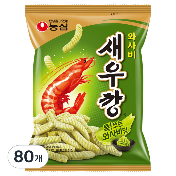 농심 와사비 새우깡, 70g, 80개