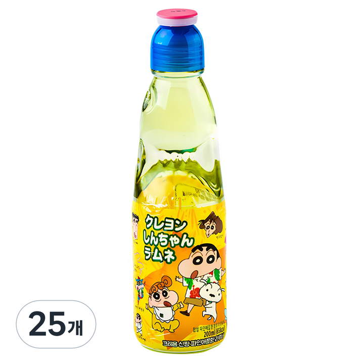 하타라무네 크레용신짱 파인애플향 라무네 탄산음료, 200ml, 25개