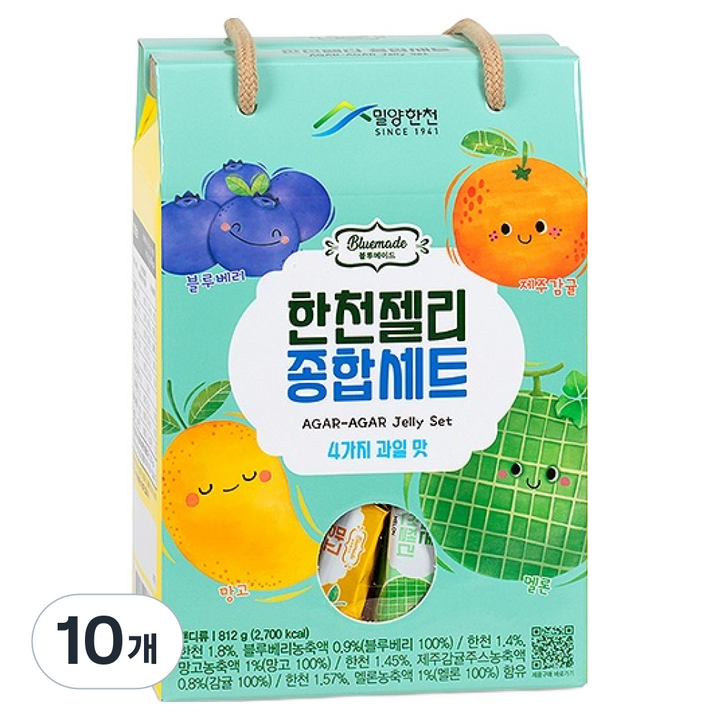 밀양한천 블루메이드 한천젤리 종합세트 4가지맛, 10개, 812g