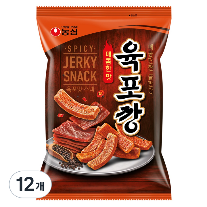 농심 육포깡 매콤한맛, 90g, 12개