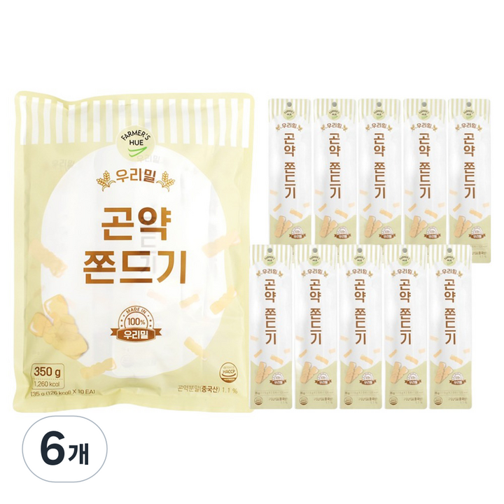 파머스휴 우리밀 100% 곤약 쫀드기 10p, 350g, 6개