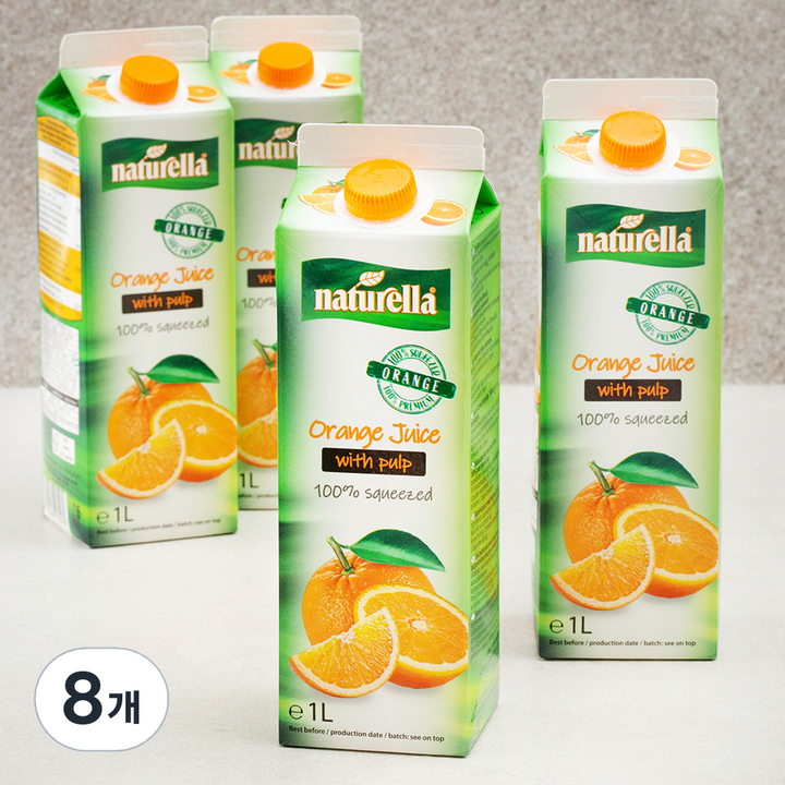 Naturella 착즙 오렌지주스, 1L, 8개