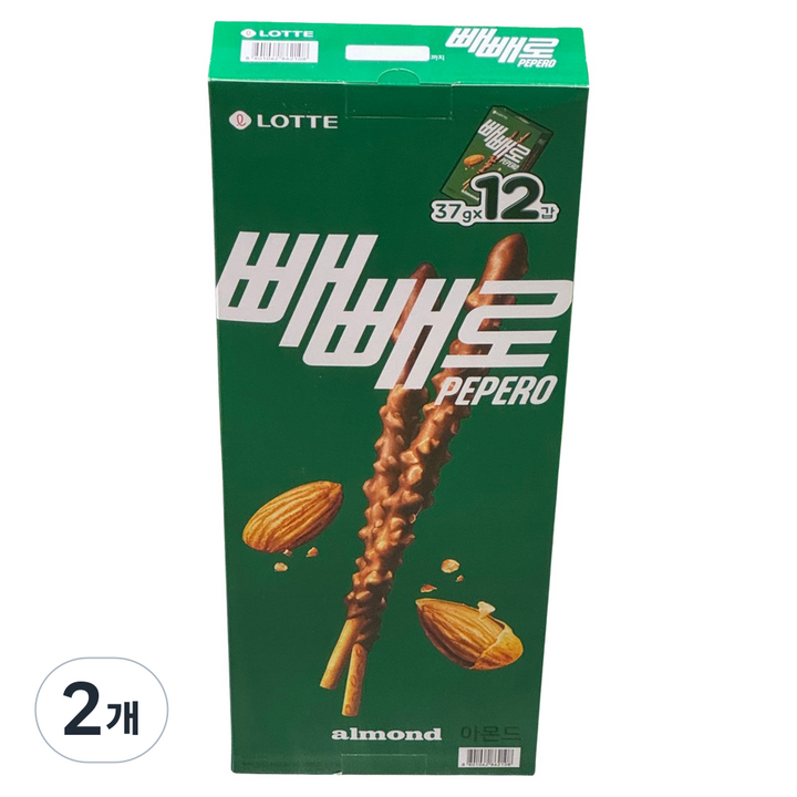 빼빼로 아몬드 빼빼로 12p, 444g, 2개