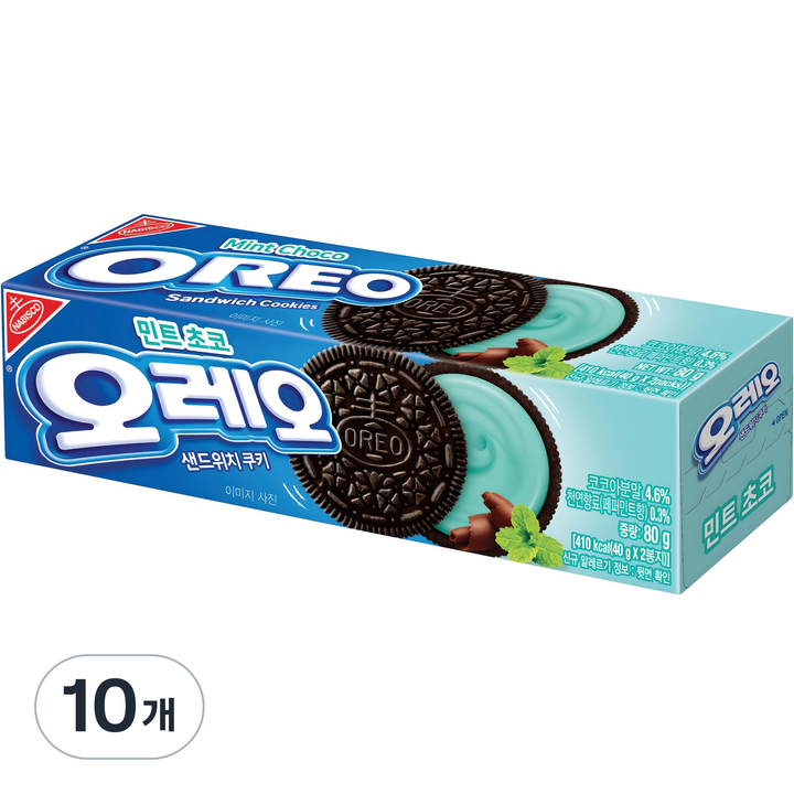 오레오 민트초코 샌드위치 쿠키, 80g, 10개